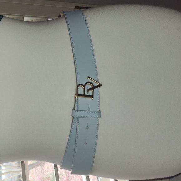 Vintage Bottega Veneta Blue & Gold Leather Belt size Large 33-36 - Picture 10 of 16